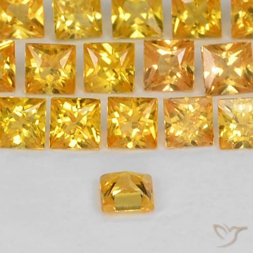 Zaffiro Arancio Dorato Profondo naturale da 0.06 ct, Quadrato, VS