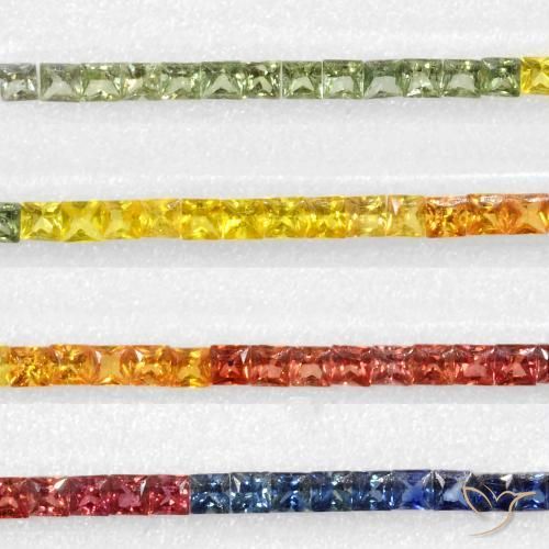 Gemme di Zaffiro Multicolore naturale da 8.78 ct, Quadrato, VS