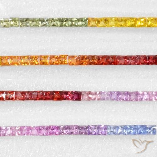 Gemme di Zaffiro Multicolore naturale da 6.42 ct, Quadrato, VS