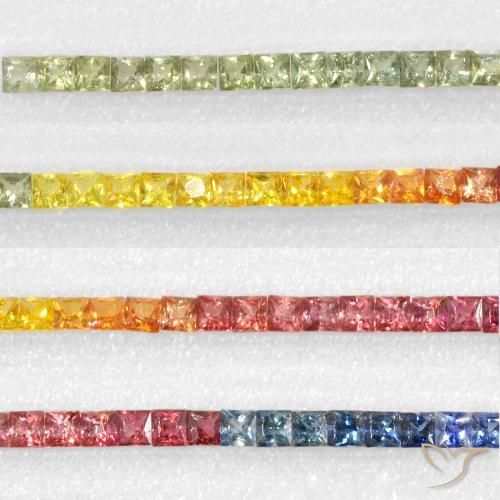 8.07ctw Naturale Multicolore Zaffiro, Quadrato, VS