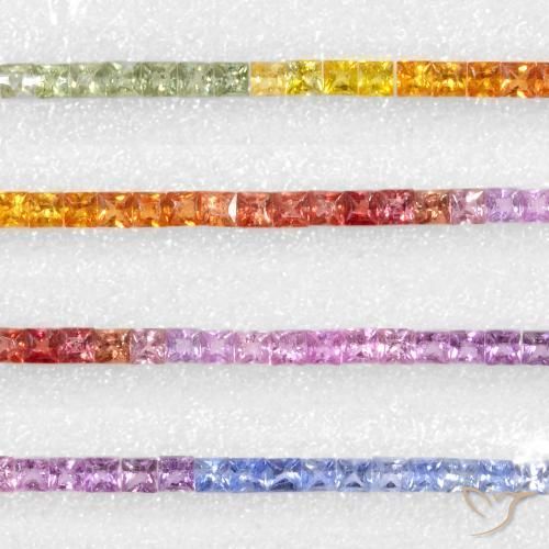 Gemme di Zaffiro Multicolore naturale da 6.06 ct, Quadrato, VS