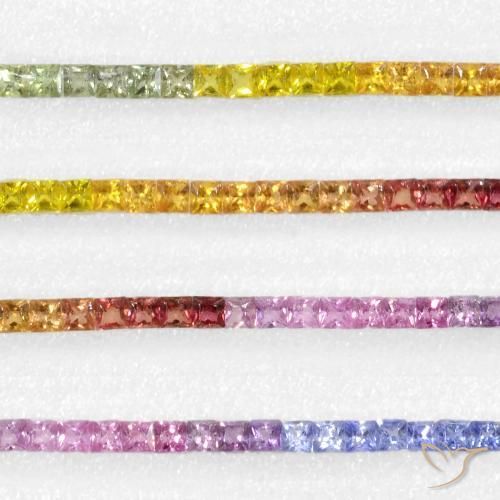 Gemme di Zaffiro Multicolore naturale da 5.29 ct, Quadrato, VS