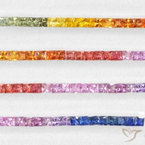 Gemme di Zaffiro Multicolore naturale da 5.65 ct, Quadrato, VS