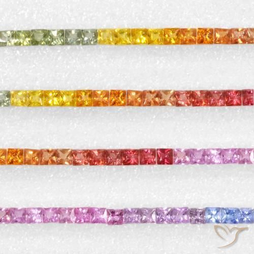 Gemme di Zaffiro Multicolore naturale da 6.18 ct, Quadrato, VS