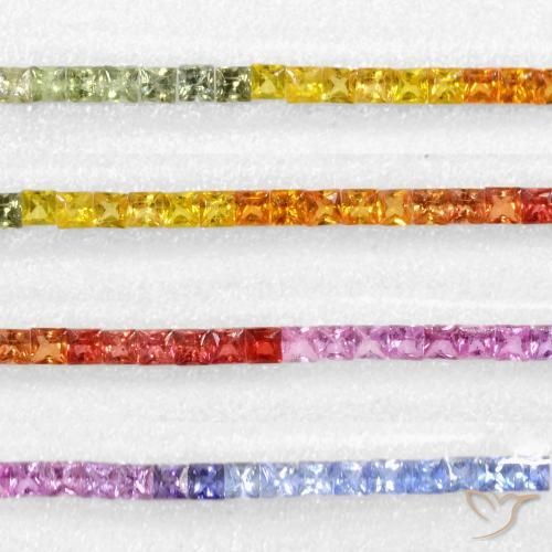 Gemme di Zaffiro Multicolore naturale da 6.32 ct, Quadrato, VS