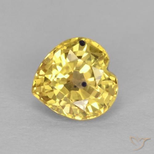 0.59ct Naturale Giallo chiaro Zaffiro, Cuore, VS