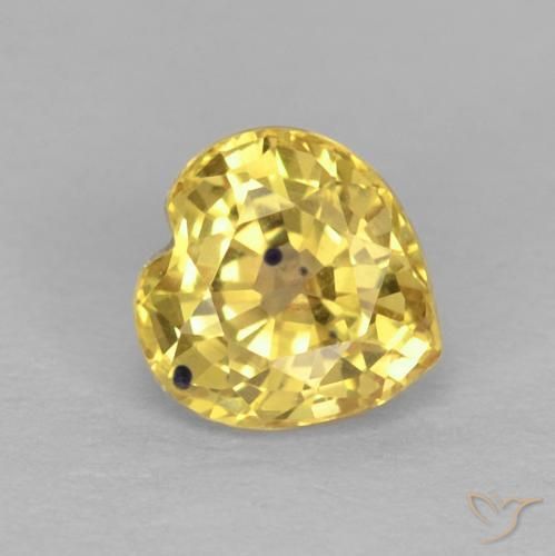 Zaffiro Giallo chiaro naturale da 0.59 ct, Cuore, VS