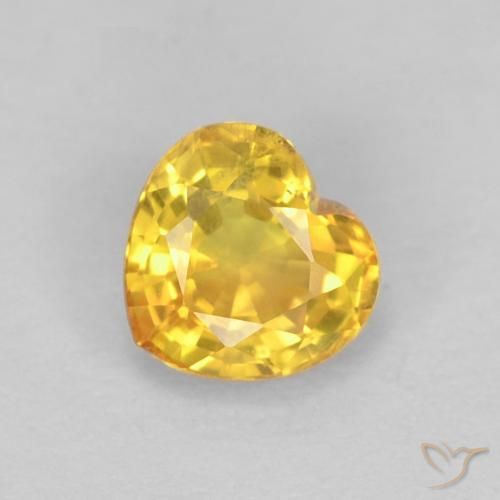 Zaffiro Dorato naturale da 0.48 ct, Cuore, VS