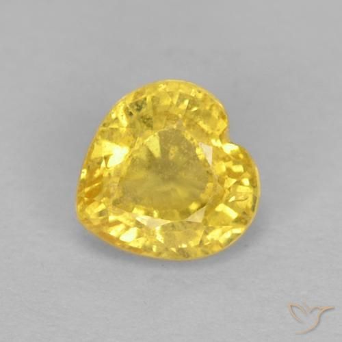 Zaffiro Bombo Giallo naturale da 0.56 ct, Cuore, VS