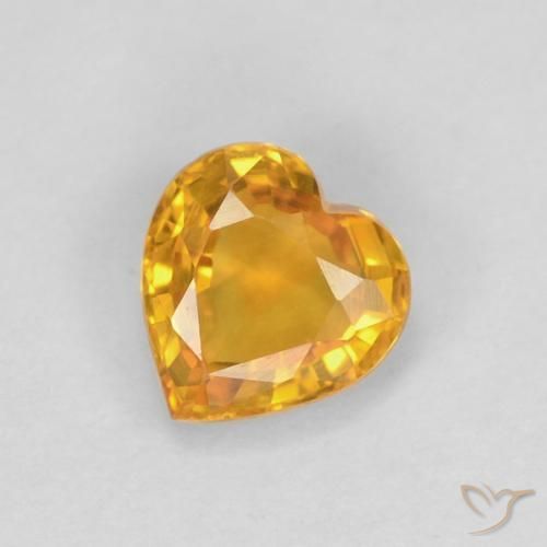 0.48ct Naturale Arancio-Oro Zaffiro, Cuore, VVS-VS