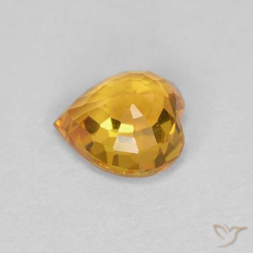 Zaffiro Arancio-Oro naturale da 0.48 ct, Cuore, VVS-VS