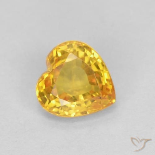 Zaffiro Dorato naturale da 0.49 ct, Cuore, VVS-VS