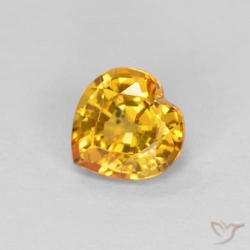 Zaffiro Dorato scuro naturale da 0.44 ct, Cuore, VS