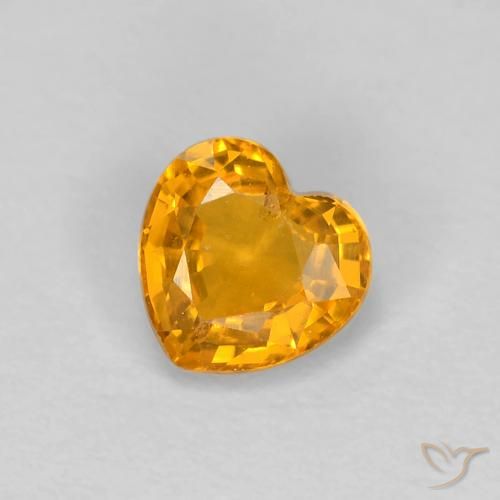 0.45ct Naturale Arancio Medio Zaffiro, Cuore, VS