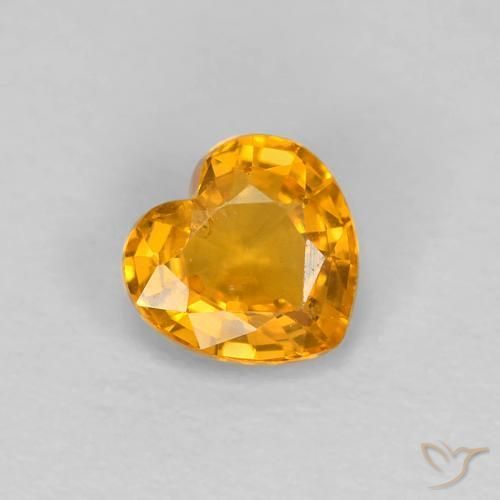 Zaffiro Arancio Medio naturale da 0.45 ct, Cuore, VS