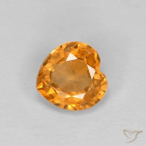 Zaffiro Arancio intenso-OroG naturale da 0.49 ct, Cuore, VVS