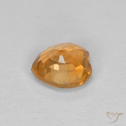 Zaffiro Arancio intenso-OroG naturale da 0.49 ct, Cuore, VVS