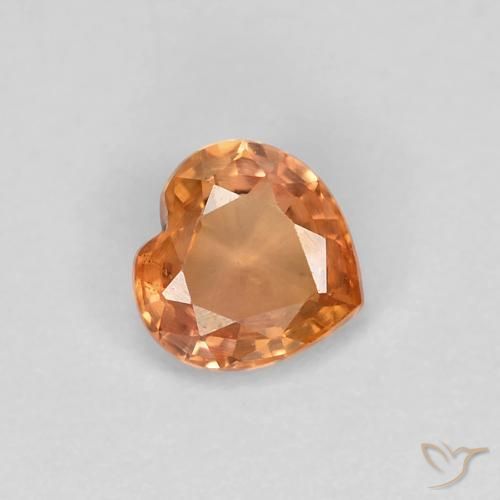 Zaffiro Arancio caldo naturale da 0.44 ct, Cuore, VVS