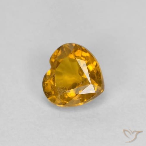 Zaffiro Arancione-Oro medio naturale da 0.41 ct, Cuore, VS