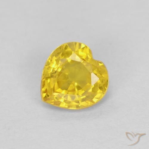 Zaffiro Medium Light-Yellow naturale da 0.45 ct, A forma di cuore, VS