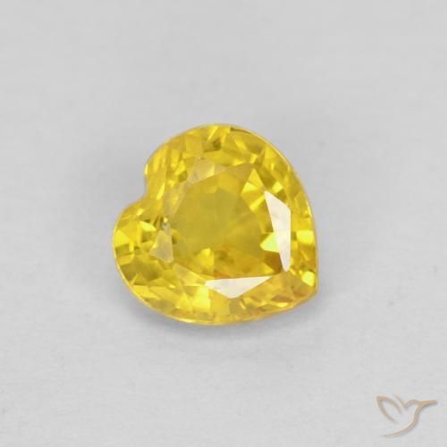 Zaffiro Medium Light-Yellow naturale da 0.45 ct, A forma di cuore, VS