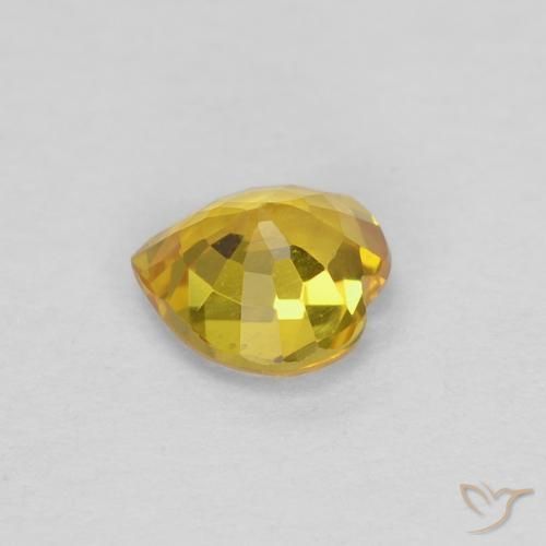 Zaffiro Medium Light-Yellow naturale da 0.45 ct, A forma di cuore, VS