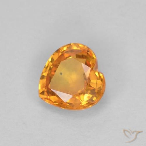 Zaffiro Arancione brillante naturale da 0.45 ct, Cuore, VVS-VS