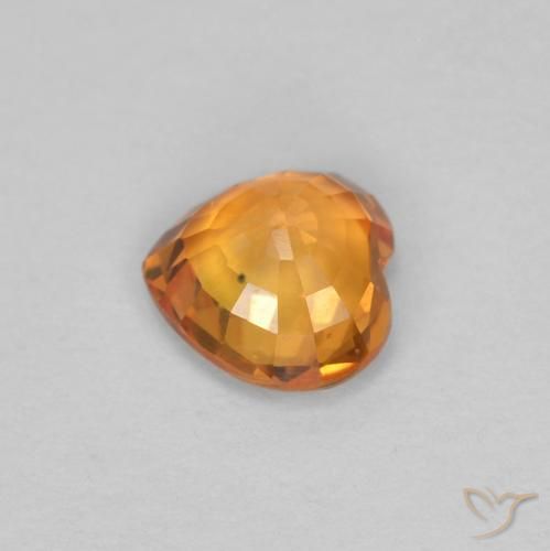 Zaffiro Arancione brillante naturale da 0.45 ct, Cuore, VVS-VS