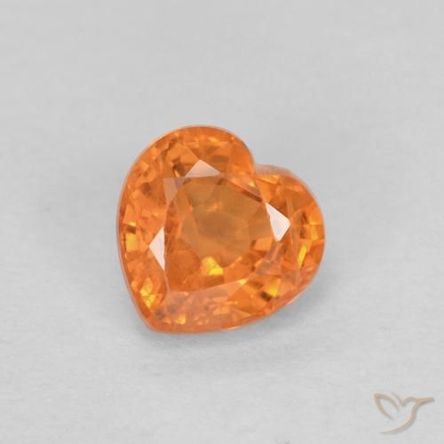 Zaffiro arancio medio naturale da 0,51 ct, a forma di cuore, VS