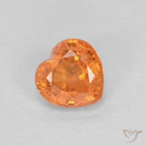 Zaffiro arancio medio naturale da 0,51 ct, a forma di cuore, VS