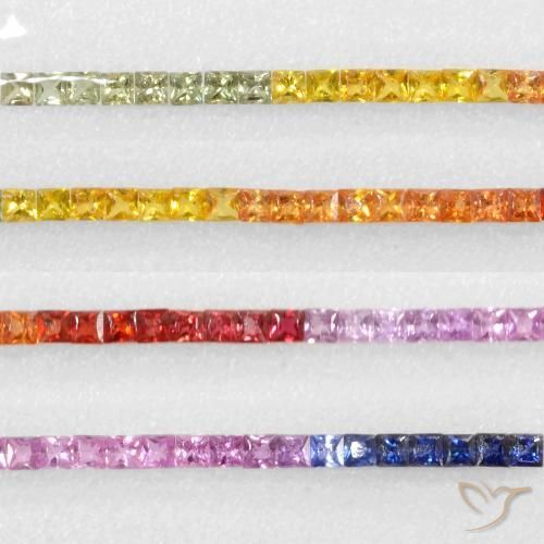 5.93ctw Naturale Multicolore Zaffiro, Quadrato, VS