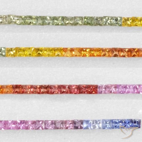 8.29ctw Naturale Multicolore Zaffiro, Quadrato, VS