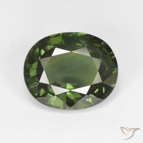 4.12ct Naturale Verde scuro Zaffiro, Ovale, VVS