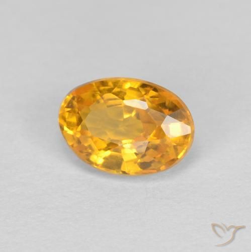 Zaffiro Arancio-Oro naturale da 0.60 ct, Ovale, VVS
