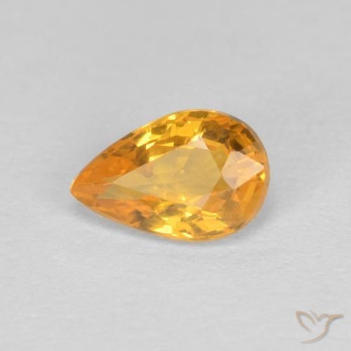 Zaffiro Arancio-Oro naturale da 0.47 ct, Forma a pera, VVS