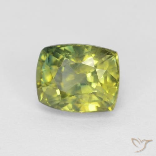 0.98ct Naturale Medium Light Green Zaffiro, Cuscino, VVS-VS