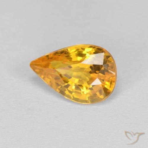 Zaffiro Dorato scuro naturale da 0.56 ct, Forma a pera, VVS