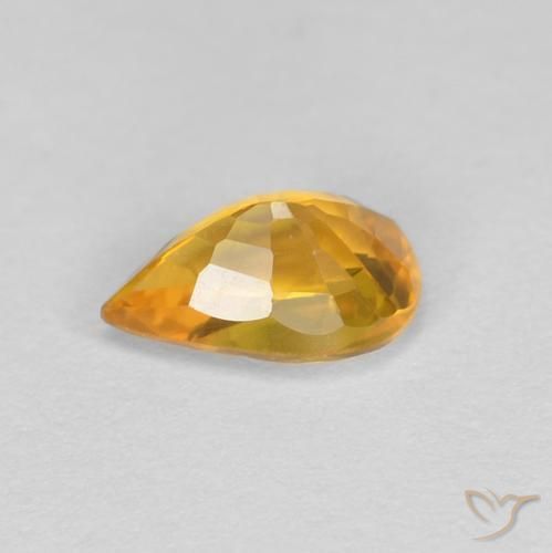 Zaffiro Dorato scuro naturale da 0.56 ct, Forma a pera, VVS