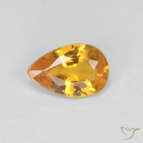 0.42ct Naturale Arancio-Oro Zaffiro, Forma a pera, VVS