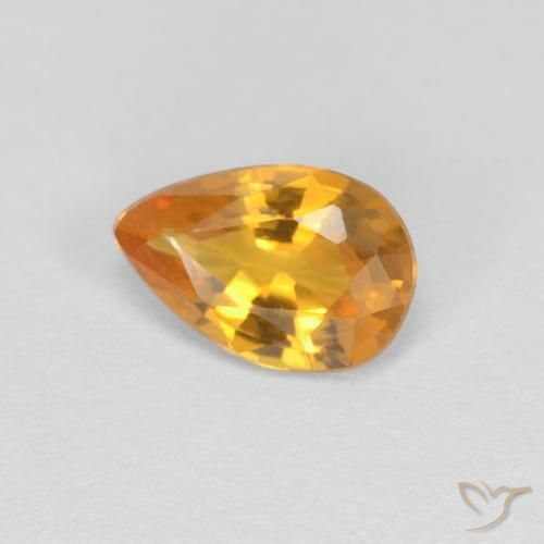 Zaffiro Arancio-Oro naturale da 0.42 ct, Forma a pera, VVS