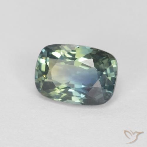 Zaffiro Teal-blu naturale da 0.89 ct, Cuscino, VVS