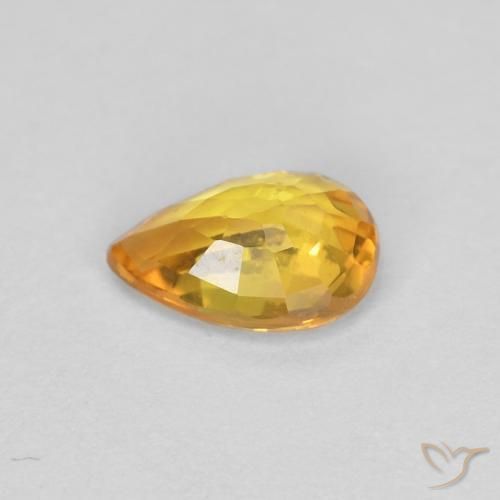 Zaffiro Arancio intenso-OroG naturale da 0.46 ct, Forma a pera, VS-SI