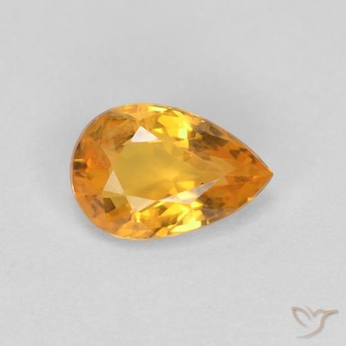 0.50ct Naturale Arancio Medio Zaffiro, Forma a pera, VS-SI