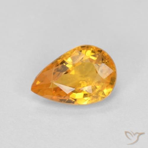 0.54ct Naturale Arancio intenso-OroG Zaffiro, Forma a pera, VS-SI