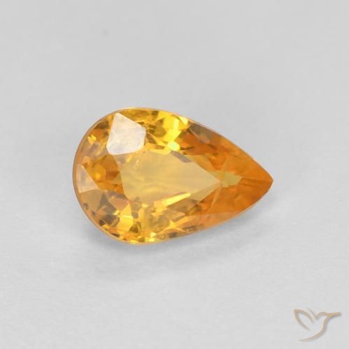 Zaffiro Arancio intenso-OroG naturale da 0.54 ct, Forma a pera, VS-SI