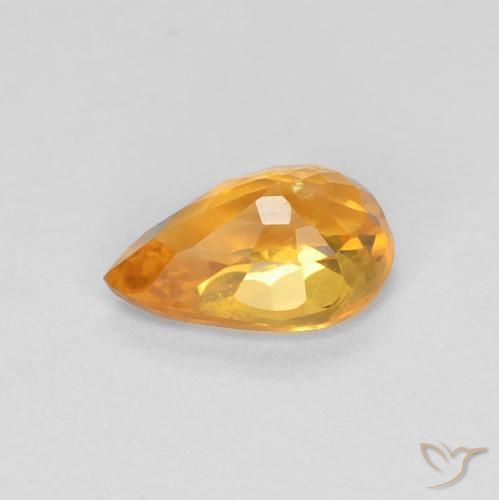 Zaffiro Arancio intenso-OroG naturale da 0.54 ct, Forma a pera, VS-SI
