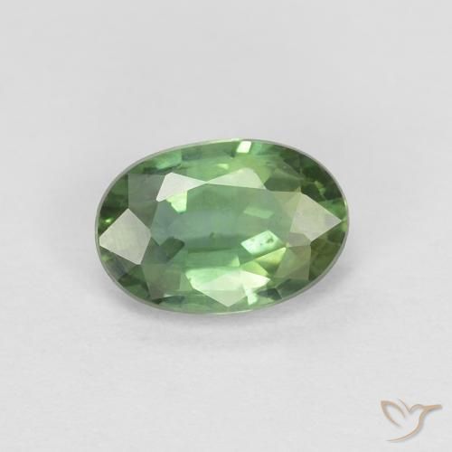 Zaffiro Verde foresta naturale da 0.53 ct, Ovale, VVS-VS