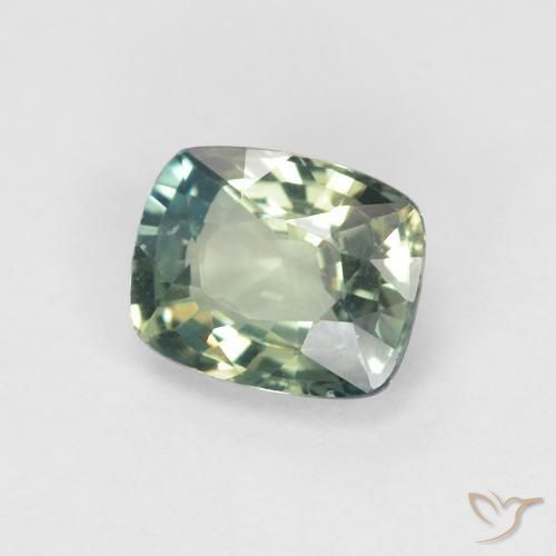 Zaffiro Blu Medio Verde naturale da 0.93 ct, Cuscino, VVS
