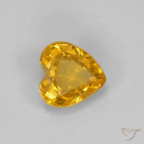 Zaffiro Arancio intenso-OroG naturale da 0.51 ct, Cuore, VS