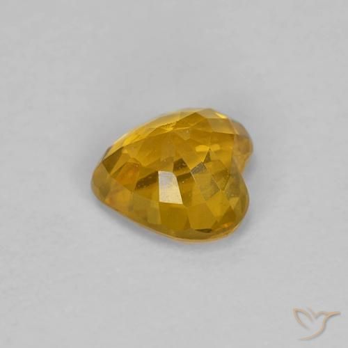 Zaffiro Arancio intenso-OroG naturale da 0.51 ct, Cuore, VS
